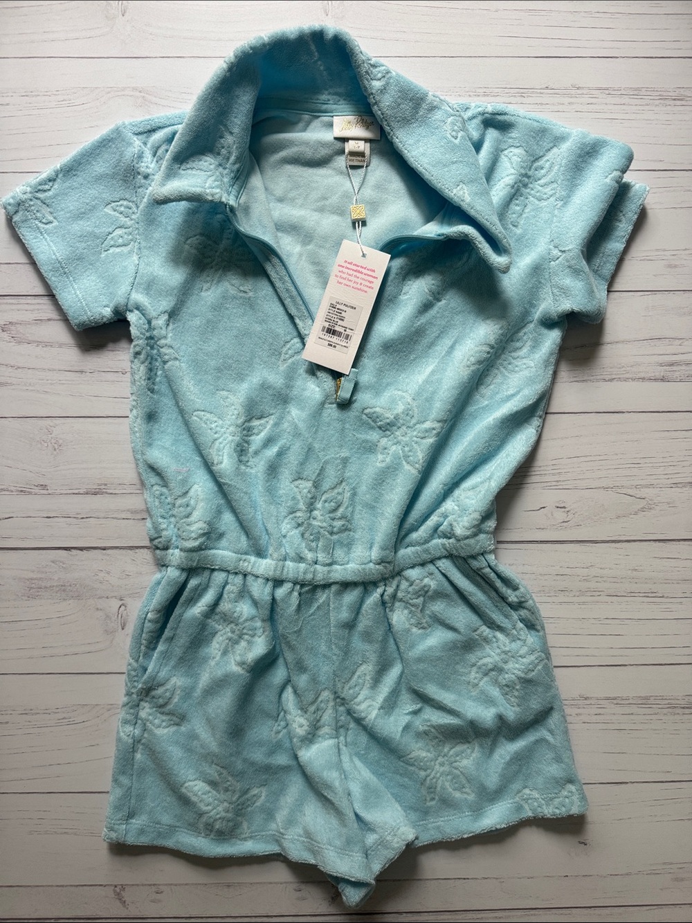 NWT LIlly Pulitzer Light Blue Girls' Terry Romper